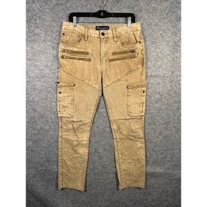 Marc‎ Ecko Cut & Sew Men's Cargo Pants Tan Moto Style 32x30 Zip Pockets